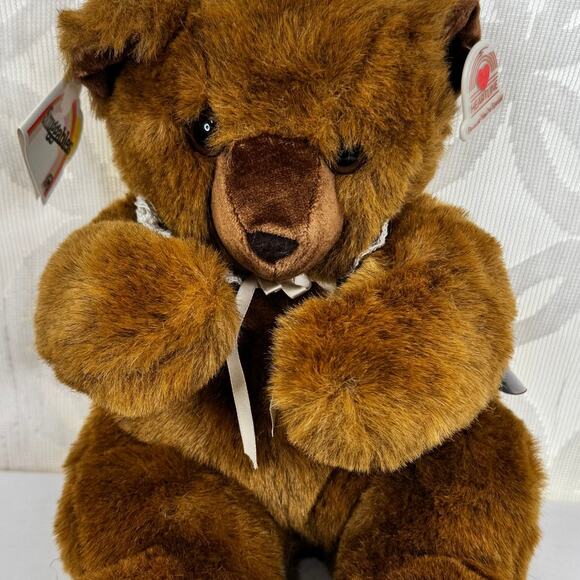 Vtg Heartline Teddy Bear Plush Because You Are Special 1987 Crochet Collar 13” - Picture 2 of 11